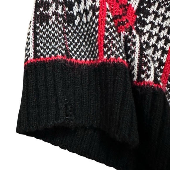 Vintage 80s Rose Plaid Floral Sweater Women’s Size XS Black Red Houndstooth - Picture 15 of 15